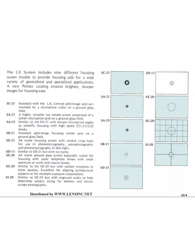 Pentax SI-20 focusing screen